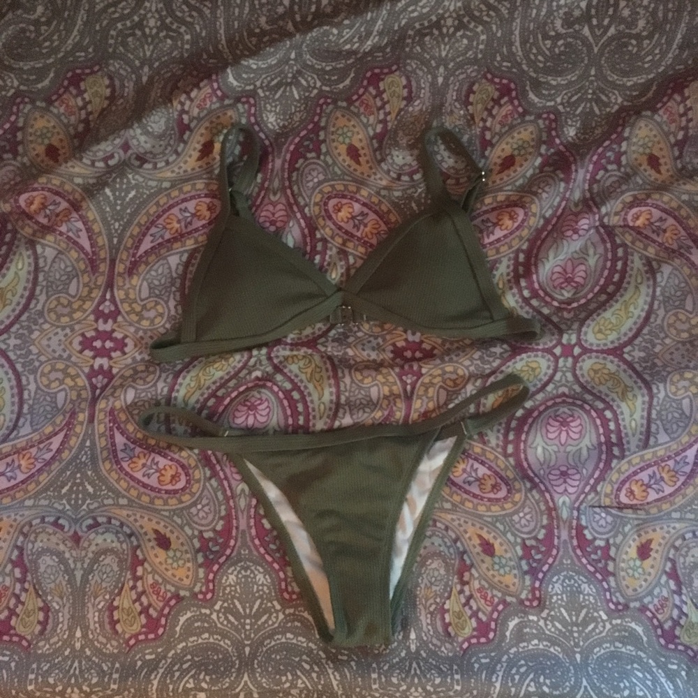 Ribbed Olive Green Zaful Bikini